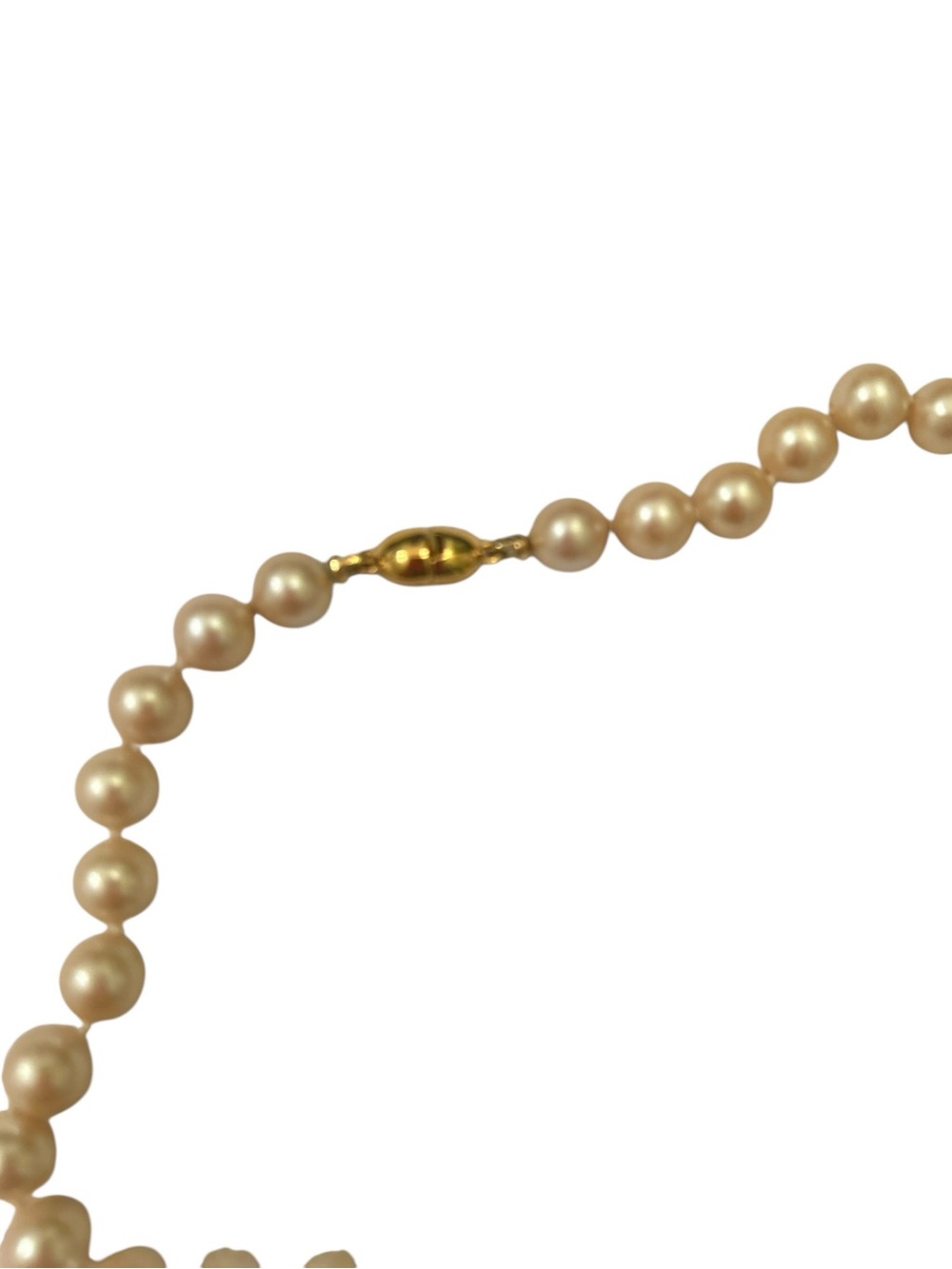 Vintage 1990’s Monet Double-Strand blush Cream long Pearl Necklace silk pouch - Picture 8 of 9